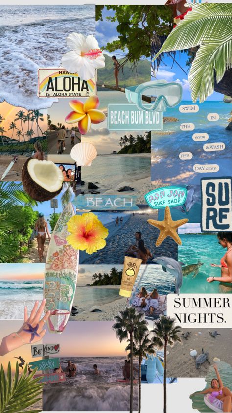 #beach #summer #vacation #hawaii #starfish #bikini #aloha #surf #surfboard #ocean #flower #vibes #collage #pink #sun #sunbum #sunny #aesthetic #coconutgirl #coconut #vsco Starfish, Summer Nights, Ron Jon Surf Shop, Sun Bum, Summer Wallpaper, Beach Bum, Beach Vibe, Surf Shop, Surfboard