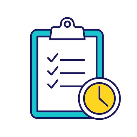 Time management color icon. Task planning. Deadline. Tasks list. Isolated vector illustration Time Management Drawing, Time Management Icon, Time Management Aesthetic, Task Icon, Task Calendar, Tasks List, Task Management App, Work Icon, Lesson Plan Book