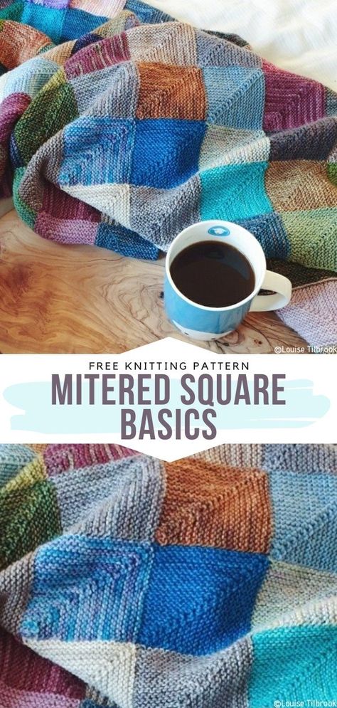 Amigurumi Patterns, Knit Blanket Squares Block Patterns, Knitted Squares Pattern, Knit Afghan Patterns, Knitting Squares, Knitted Blanket Squares, Mitered Square, Knitting Patterns Free Blanket, Knitted Blanket