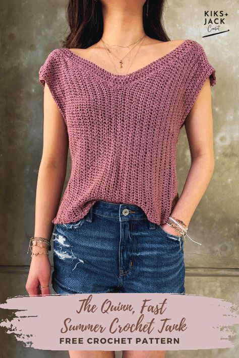 Tank Top Free Pattern, Crochet Tank Top Free, Cardigans Crochet, Wide V Neck, Crochet Tee, Crochet Tank Tops, Tank Top Pattern, Modern Crochet Patterns, Crochet Style