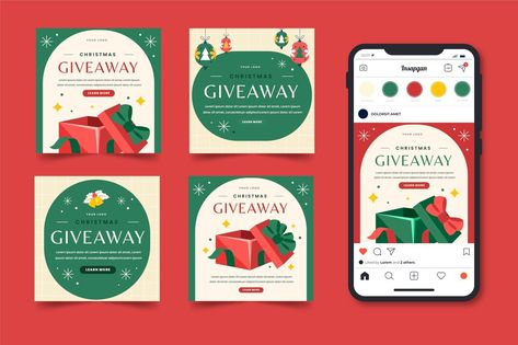 Natal, Christmas Giveaway Graphic, Christmas Pubmat Ideas, Christmas Posts Ideas, Christmas Instagram Post Design, Social Media Giveaway Post Design, Christmas Feeds Instagram Design, Social Media Giveaway Post, Instagram Christmas Post