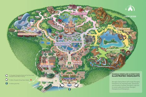 Shanghai Disney Resort Map of Shanghai Disneyland and Disneytown Disneyland Announcement, Theme Park Map, Disney Bucket List, Disneyland Map, Shanghai Disney, Shanghai Disneyland, Shanghai Disney Resort, China Map, Disney Imagineering