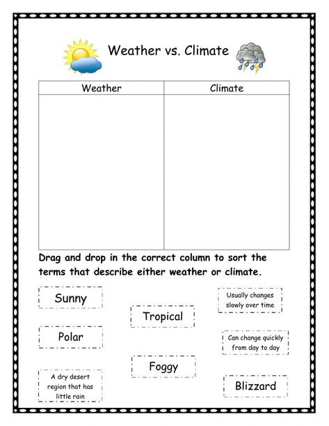 6th Grade Science, Weather Vs Climate, Weather Worksheet, Climate Activities, Climate And Weather, Weather Worksheets, Social Studies Worksheets, Climate Justice, Science Worksheets