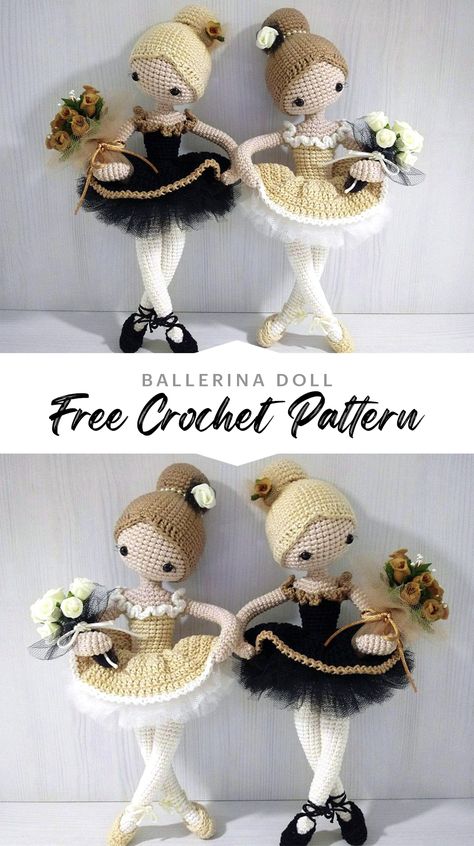 Auragami Crochet, Ballerina Doll Crochet Pattern Free, Ballerina Sewing Pattern, Crochet Patterns Dolls Free, Amigurumi Ballerina Free Pattern, Amirugumi Free Pattern Doll, Free Doll Patterns Crochet, Free Crochet Doll Patterns Amigurumi, Cute Crochet Dolls