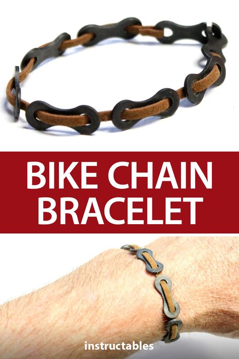 Bicycle Chain Bracelet, Upcycled Bike Parts, Bicycle Chain Crafts, Bicycle Chain Art, Bike Chain Crafts, Bike Chain Art, Bicycle Upcycle, Bicycle Parts Art, Bicycle Crafts