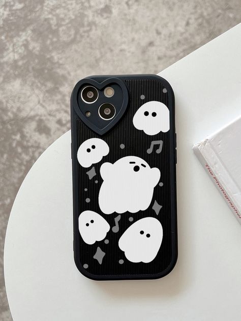 Multicolor  Collar  TPU Cartoon Phone Cases Embellished   Phone/Pad Accessories Mobile Cases Design, Cute Painting On Phone Case, Doodle For Phone Case, Black Phone Cover Design, Mobile Phone Cover Painting, Painted Phone Case Diy Acrylic Aesthetic, Cute Diy Phone Cases Ideas, Ideas For Phone Cases Diy, Black Phone Cases Aesthetic