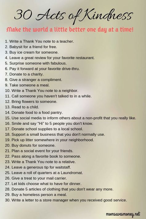 Want some practical, doable ways to show kindness to others? Use this 30 acts of kindness list as a way to bless others! #kindness #kindnesscounts #bekind Ways To Minister To Others, Ways To Serve Others Acts Of Kindness, Showing Kindness To Others, Ways To Serve Your Family, Acts Of Kindness Aesthetic, Ways To Show Love To Others, Ways To Give Back To The Community, Random Acts Of Kindness Ideas For School, How To Be Kind To Others