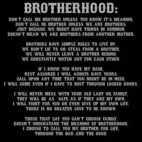 The real truth about brotherhood in the MC world When The Demons Come Call On Me Brother, Brotherhood Quotes, Bikers Prayer, Biker Stuff, Quotes Friends, Bike Quotes, Motorcycle Decor, Bestest Friend Quotes, Biker Quotes