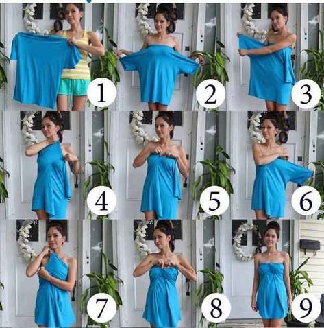 Convertir un vestido en una camiseta Multiway Clothing, Robe Diy, Creative Life Hacks, Life Hacks Every Girl Should Know, Tshirt Diy, Mode Tips, Hacks Every Girl Should Know, Diy Vetement, Kleidung Diy