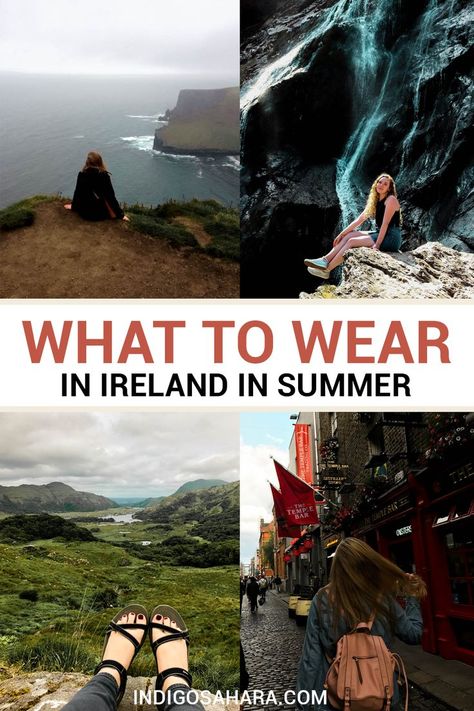 what to wear in ireland in summer Ireland Summer Outfits, Scotland Summer Outfits, Ireland Vacation Outfits, What To Wear In Ireland, Ireland Clothes, Summer In Ireland, Ireland Summer, Trip Outfit Summer, Ireland Girl