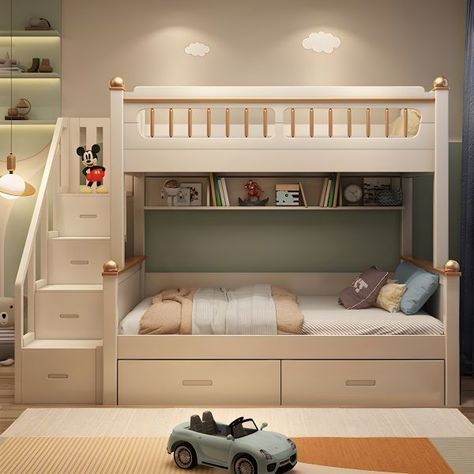 The Magic of Multifunctional Furniture in Kids' Bedrooms Bunk Bed For Small Room, Bunker Beds For Kids, Scandinavian Bunk Beds, Queen Size Bunk Beds, Bunk Bed With Stairs, Bunker Bed, Bunk Beds For Girls Room, Bunk Beds Small Room, Stairway Bunk Beds