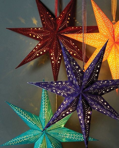 Hanging Star Lights, Hanging Star Light, Paper Star Lights, Man Bedroom, Lantern With Fairy Lights, Fireplace Room, Paper Star Lanterns, Star Lampshade, Pendant Light Kit