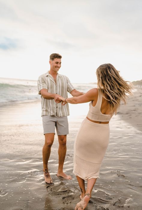 Cass + Brendan | San Onofre Beach Couples Shoot - Hannah Smith Photography | Southern California natural light, wedding and lifestyle portrait photographer Couple Outfit For Beach, Engagement Beach Photos Outfit, Couple Picture Ideas At The Beach, Wedding Couple Poses Beach, Engagement Shoot On The Beach, Couple Beach Engagement Photos, Beach Photo Session Couple, Engagement Photos Beach Poses, Intimate Beach Couple Pictures