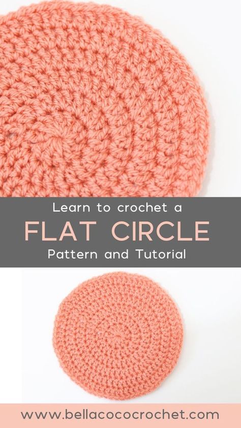 This beginner-friendly video tutorial will show you how to create a flat circle. You can also fine the FREE written pattern. Find this and more crochet stitches at www.bellacococrochet.com #crochet #crochetcircle #crochetstitches Crochet In Round Pattern, Crochet A Perfect Circle, How To Crochet Flat Circle, Crochet Basic Shapes Patterns, Crochet A Flat Circle Free Pattern, Crochet Coasters Free Pattern Easy Round, How To Crochet A Circle Video, Round Crochet Coasters Free Pattern, Perfect Crochet Circle