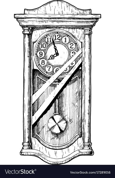 Old Fashioned Clock, Clock Drawing, 2024 Journal, Clock Vector, Clock Drawings, Packing Ideas, Pendulum Clock, Retro Clock, Clock Art