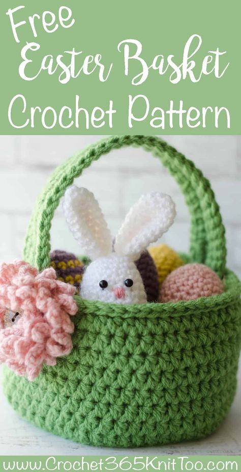 Crochet Easter Basket Pattern, Easter Crochet Patterns Free, Easter Basket Pattern, Crochet Easter Basket, Easter Egg Basket, Crochet Easter, Crochet Patron, Easter Crochet Patterns, Basket Pattern
