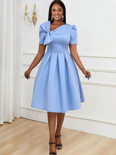 Patchwork, Flared Gowns For Women, Flared Gowns, Flare Gown Styles, Puffy Sleeve Dress, Sky Blue Dress, 2piece Outfits, Exquisite Gowns, Flare Gown