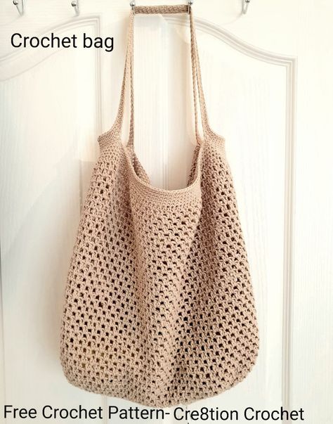 Mesh Market Bag - Free Crochet Pattern | Easy Mesh Market Bag Crochet Pattern - Cre8tion Crochet Bag Patterns Crochet, Mesh Market Bag, Market Bag Crochet Pattern, Summer Bags Crochet, Crochet Summer Bag, Market Bag Crochet, Crochet Bag Patterns, Crochet Pattern Easy, Crochet Market