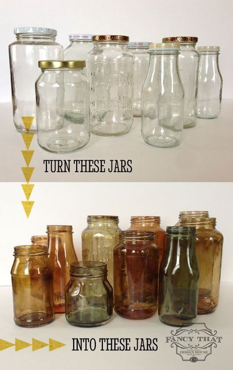 4 способа тонирования стекла Mason Jar Projects, Tinted Mason Jars, Recycled Jars, Hemma Diy, Diy Jar Crafts, Mason Jar Crafts Diy, Mason Jar Lighting, Jar Diy, Jam Jar