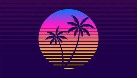 Classic retro 80s style tropical sunset with palm tree Free Vector Rosas Vector, Surf Wallpaper, Palm Tree Background, Palm Tree Silhouette, Tropical Background, Palm Tree Tattoo, Sunset Images, Tropical Sunset, Graphic Poster Art
