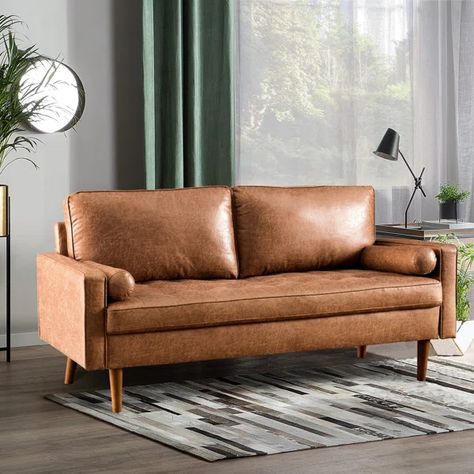 Leather Loveseat Living Room, Suede Couch, Mid Century Couch, Mid Century Modern Loveseat, Small Loveseat, Leather Sofa Couch, Loveseat Living Room, Fabric Sectional Sofas, Square Arm Sofa