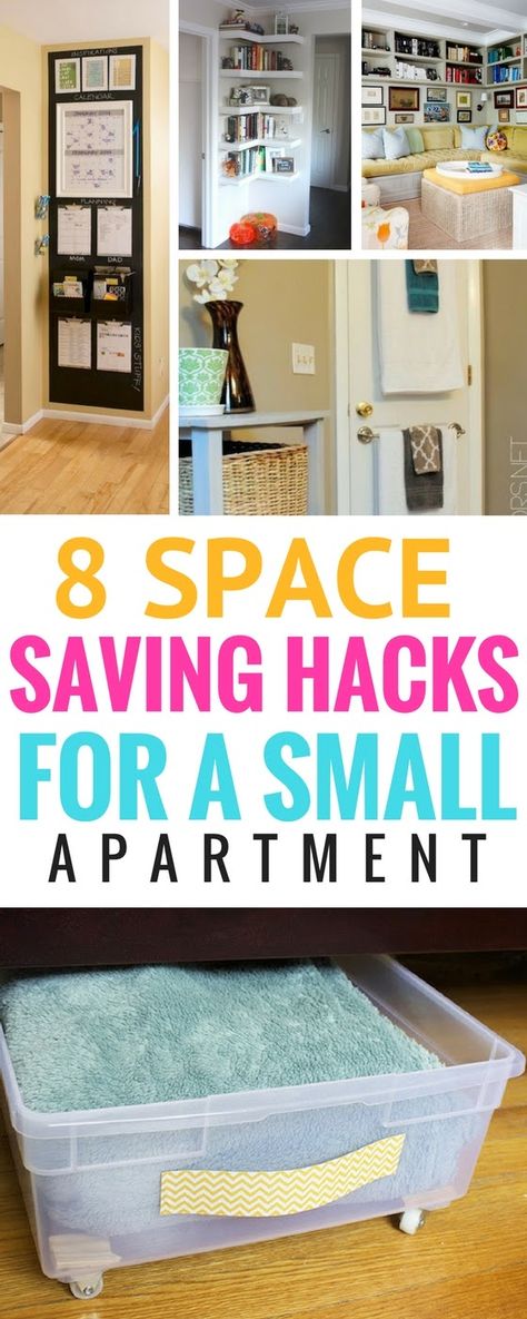 8 Space Saving Hacks For Your Small Apartment - Craftsonfire Organisation, Apartment Hacks Organizing, Small Apartment Hacks, Apartment Organization Diy, Space Saving Apartment, Small Apartment Organization, Small Room Organization, Diy Space Saving, Space Saving Hacks