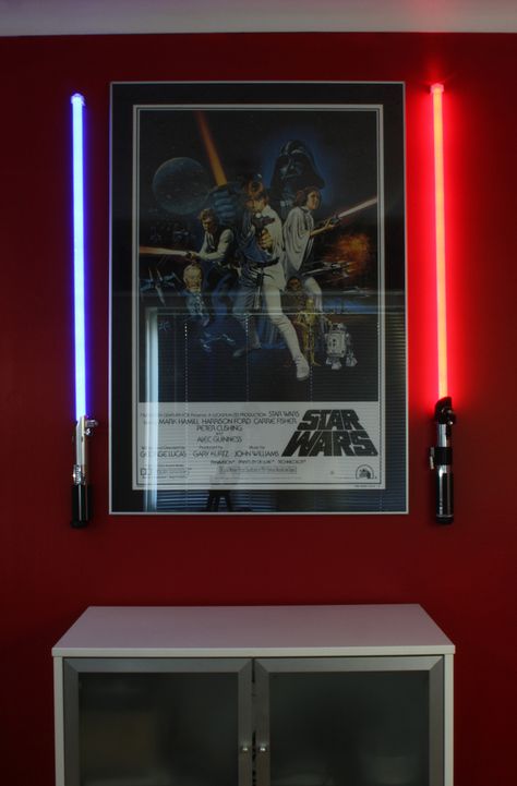 Star Wars Ideas, Shadow Box Diy, Star Wars Office, Star Wars Man Cave, Nerd Decor, Game Room Lighting, Star Wars Bedroom, Nerd Cave, Nerd Room