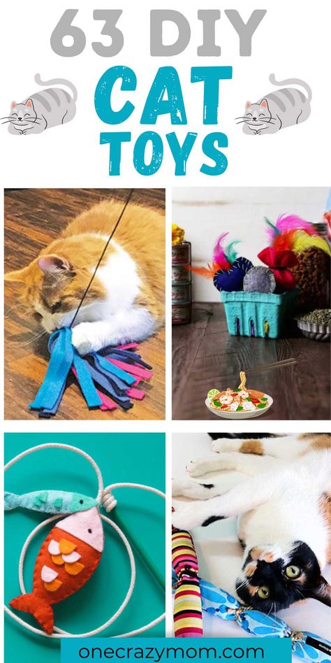 DIY Cat Toys - One Crazy Mom Diy Toys Sewing, Diy Cat Toys Easy, Cat Diy Crafts, Chat Diy, Dog Organization, Homemade Cat Toys, Diy Dog Toys, Diy Cat Toys, Cats Diy Projects