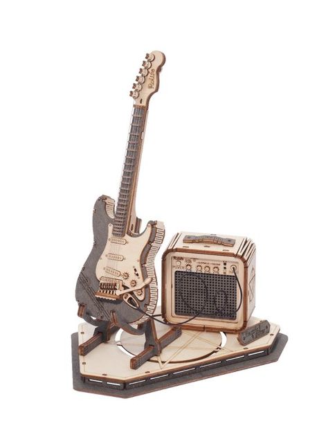 ROKR Electric Guitar Wooden Model Kit - TG605K Small Guitar, Wooden Electric Guitar, Diy Music Box, Electric Guitar Kits, Wooden Model Kits, Miniature Guitars, Guitar Obsession, Guitar Kits, Guitar Gifts