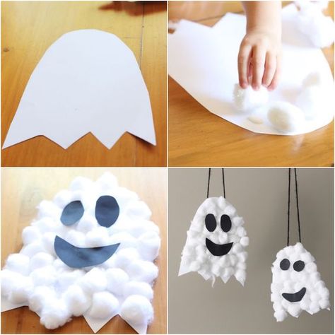 77 tutos d'activités manuelles étape par étape Halloweenpyssel Barn, Halloween Maternelle, Veselý Halloween, Halloween Decorations To Make, Bricolage Halloween, Ghost Crafts, Halloween Kindergarten, Halloween Arts And Crafts, Halloween Crafts For Toddlers