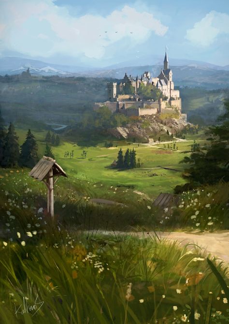 Landscape Designs, Castle On The Hill, Jaime Lannister, Castle Art, Location Inspiration, Fantasy Castle, Fantasy City, Arya Stark, Fantasy Places
