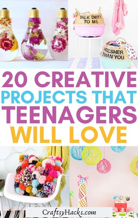 These super creative DIYs for teenagers are the perfect craft ideas to keep your teens occupied this weekend. Your teens can make these cute crafts with their friends for a fun party activity. Who doesn't like a DIY project? #Craft #DIY Projects For Teenagers, Teen Diy, Easy Crafts For Teens, Diy Crafts For Teens, Cute Diy Projects, Diy Crafts For Girls, Birthday Crafts, Family Crafts, Camping Crafts