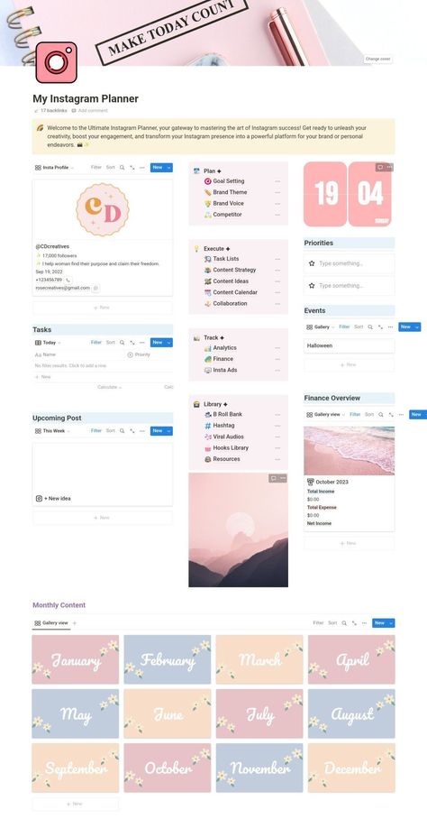 free notion templates Content Captions, Content Planner Template, Notion Inspo, Social Media Content Planner, Instagram Planner, Campaign Planning, Instagram Goals, Notion Templates, Small Business Planner