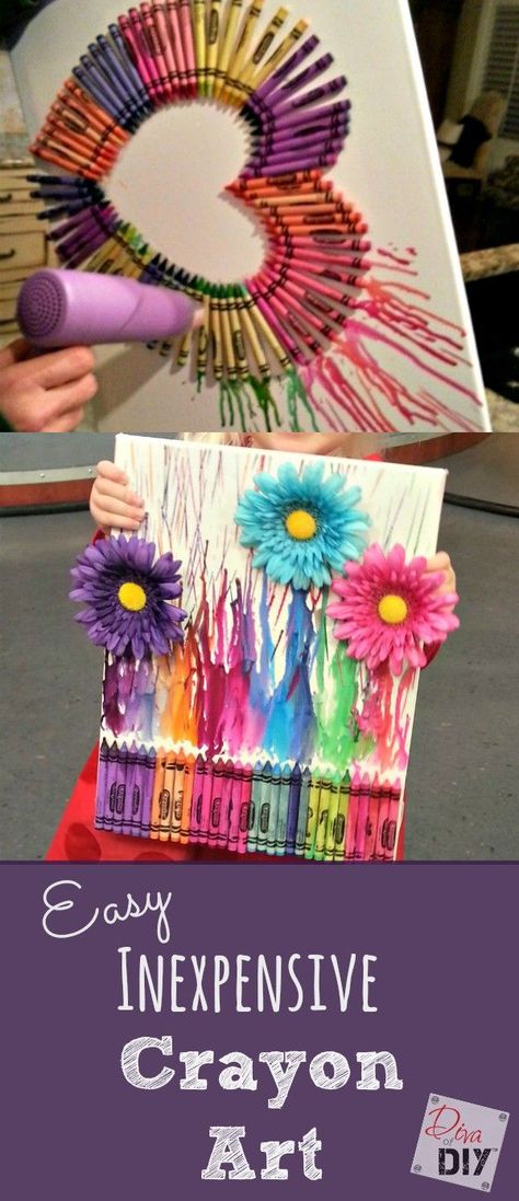 How to Make Easy and Affordable DIY Crayon Art | Diva of DIY Crayon Art, Diy Crayons, Diy Dekor, Diy Gifts For Mom, Diy Bricolage, Diy Simple, Navidad Diy, Cadeau Diy, Easy Art