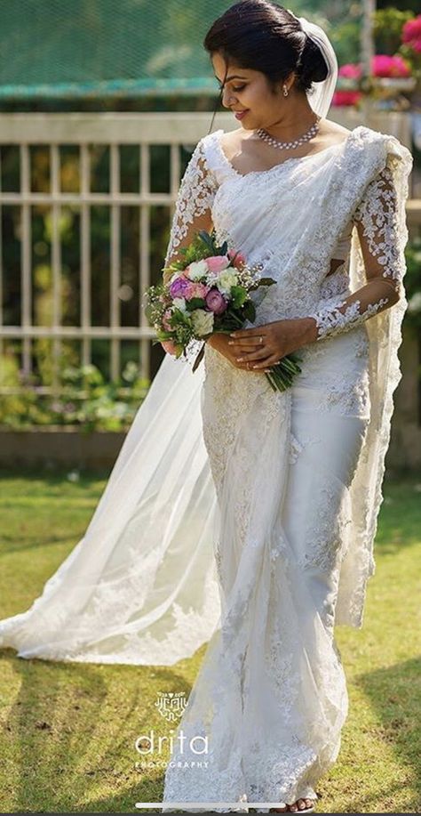 San Miguel De Allende, Christian Wedding Sari, Wedding Sarees For Christian Bride, Wedding Saree White Christian, Saree White Wedding, White Saree For Christian Wedding, White Sarees For Wedding, Indian Christian Wedding Saree, White Wedding Saree Christian