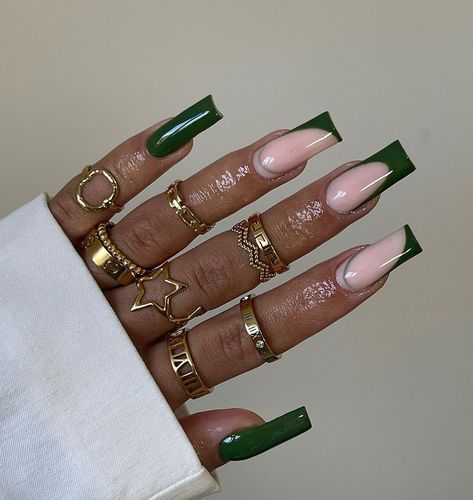 Virgo Acrylic Nails, Emerald Green French Tip Nails, Nail Ideas Black Women, Design Nails Art, Nail Art 2022, Nail Art Aesthetic, Nail Art Trendy, Nail Art 2023, Nail Art For Short Nails