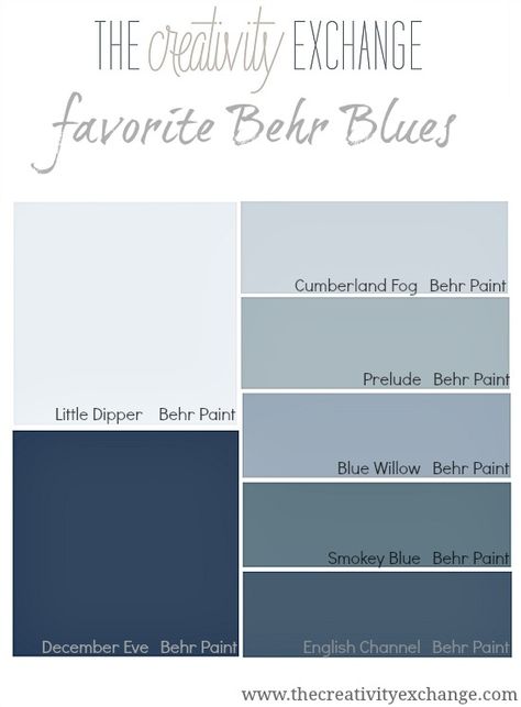 Behr makes some of the best blue paint colors out there. See these colors in action on walls. Behr Blue Paint, Behr Blue, The Creativity Exchange, Best Blue Paint Colors, Interior Paint Colors Schemes, Behr Paint, Pintura Exterior, Blue Paint Colors, Interior Paint Colors