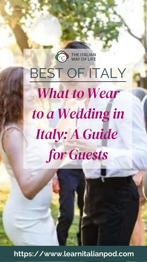 We will cover dress codes, wardrobe suggestions, and frequently asked questions in this guide on what to wear to an Italian wedding. We have you covered whether you're a wedding guest attending a traditional wedding in Rome or a summer wedding on the Amalfi Coast. #WeddinginItaly #WhattoWeartoaWeddinginItaly #AGuideforGuests #WeddingDress #DressesforWeddingGuests #FormalWeddingGuestDresses #SummerWeddingGuestDress #BeachWeddingGuestDresses #DressesforWomenforWedding #WeddingGuestOutfits Formal Wedding Guest Attire, Tuscany Italy Wedding, Wedding In Rome, Engagement Party Outfit, Italian Inspired Wedding, Sicily Wedding, Wedding Guest Outfit Fall, Summer Formal Dresses, Destination Wedding Italy