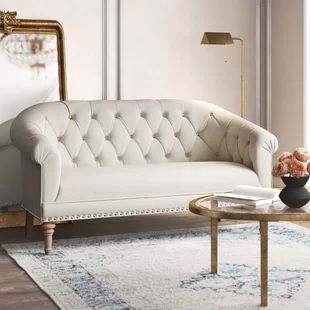 Kelly Clarkson Home Living Room | Wayfair White Loveseat Living Room, Upholstered Settee, Tufted Loveseat, Bedroom Colour Palette, Kelly Clarkson Home, Settee Sofa, Rolled Arm Sofa, Wayfair Furniture, Kelly Clarkson