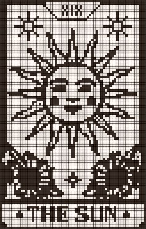 Alpha pattern #149614 variation #300955 | BraceletBook Embroidery Tapestry Patterns, Tarot Card Crochet Pattern, Crochet Moth Tapestry, Tapestry Crochet Tarot, Witchy Pixel Art Pattern, Tarot Card Crochet Tapestry Pattern, Cross Knitting Pattern, Cool Tapestry Ideas, Plant Tapestry Crochet