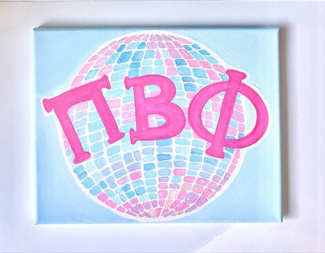 Sorority Canvas Alpha Chi Omega, Pi Phi Painting, Pi Phi Canvas Paintings, Phi Mu Canvas Painting, Sorority Painting Ideas, Big Little Canvas Sorority, Easy Sorority Canvas, Pi Beta Phi Canvas, Adpi Canvases