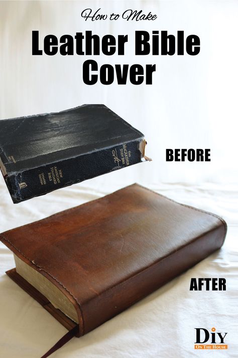 Recover Bible Diy, How To Make A Leather Book Cover, Rebinding A Bible, Leather Book Covers Diy, Leather Binding Books, Custom Leather Bible Cover, How To Rebind A Bible, How To Make Bible Covers, Diy Leather Bible Cover