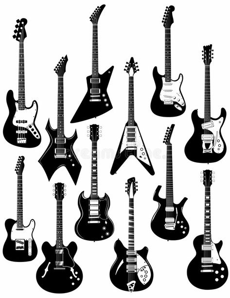 Instrument Background, Electric Guitar Art, Guitar Sketch, Akordy Gitarowe, Guitar Illustration, Guitar Drawing, Black Electric Guitar, Guitar Posters, Electric Guitar Design