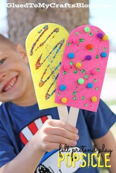 Felt Pretend Play Popsicle - Kid Craft Aktiviti Kanak-kanak, Popsicle Crafts, Aktivitas Montessori, Summer Crafts For Kids, Daycare Crafts, Toddler Art, Camping Crafts, Themed Crafts, Preschool Art