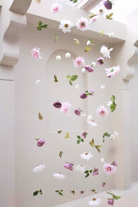 Hanging Flower Garland, Custom Hanging Flowers Kit, DIY Ceiling Flower Set, Floating Flower Wall Hanging Backdrop for Wedding/ Birthday Floating Flower Wall, Diy Artificial Flowers, Hanging Flower Garland, Paper Flower Backdrop Diy, Flower Garland Wedding, Flower Curtain, Flower Wall Backdrop, Diy Ceiling, Floating Flowers