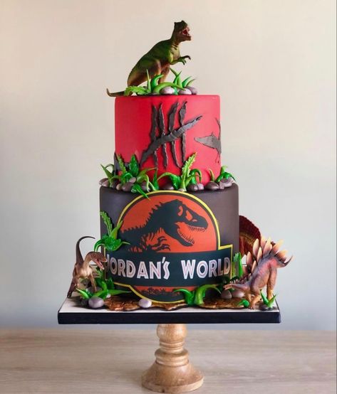 Jurrasic Park Cake, Jurassic World Cake, Jurassic Park Birthday Party, 5th Birthday Boys, Dinosaur Birthday Theme, Jurassic Park Party, Jurassic Park Birthday, Dreams To Reality, Dinosaur Birthday Cakes