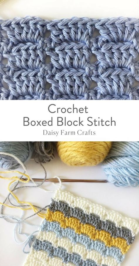 Box Stitch Crochet Pattern, Pola Jaring, Crochet Block Stitch, Bandeau Au Crochet, Block Stitch, Beau Crochet, Háčkované Lemy, Confection Au Crochet, Crochet Box