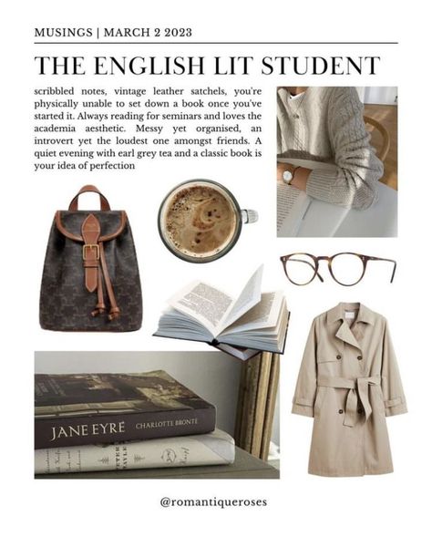 Old Money Students Aesthetic, English Major Outfit, Humanities Student Aesthetic, English Major Aesthetic Outfit, Literature Student Aesthetic, English Major Aesthetic, Books Academia, Moodboards Aesthetic, Aesthetic English