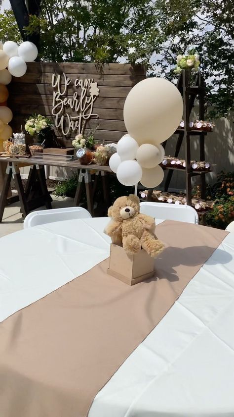 Can’t Barely Wait Decor, We Can Barely Wait Table Decor, He Or She We Can Bearly Wait To See, We Bearly Can Wait, We Can’t Bearly Wait, Beary Excited Gender Reveal, We Can Bearly Wait Backdrop Ideas, We Can Bearly Wait Decor, Simple Bear Baby Shower Theme