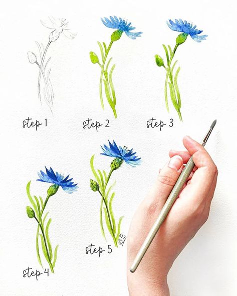 21 Easy Step-by-Step Watercolor Tutorials for Beginners - Beautiful Dawn Designs Learn Watercolor Painting, Watercolor Beginner, Step By Step Watercolor, Watercolor Flowers Tutorial, Floral Watercolor Paintings, Watercolor Tulips, Learn Watercolor, Illustration Blume, Drawing Flowers